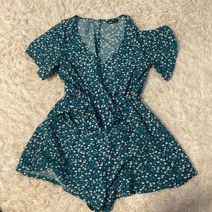 Floral green romper